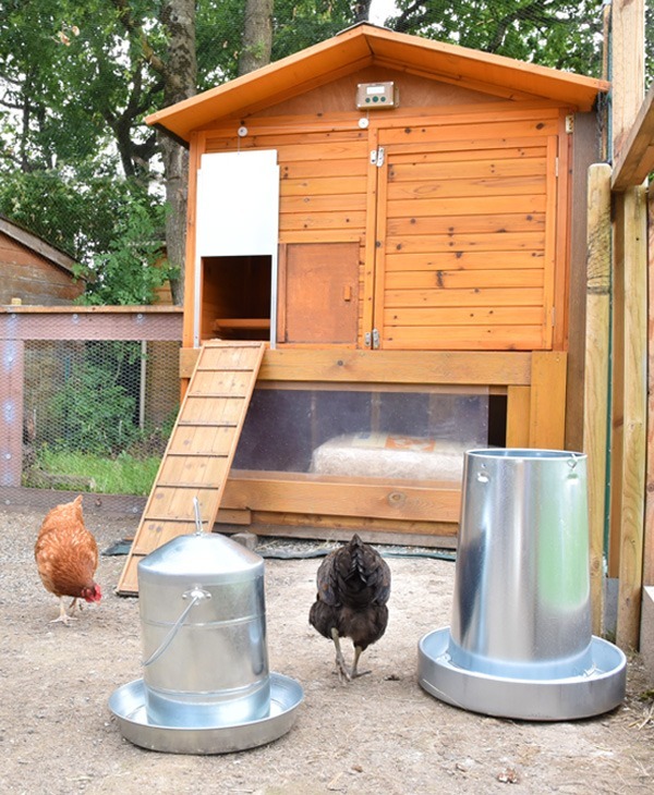 Portier automatique Zen Farm installé sur poulailler Vorwerk